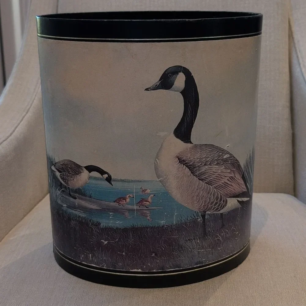 Vintage Cardboard Molded Paper Goose Waste Bin